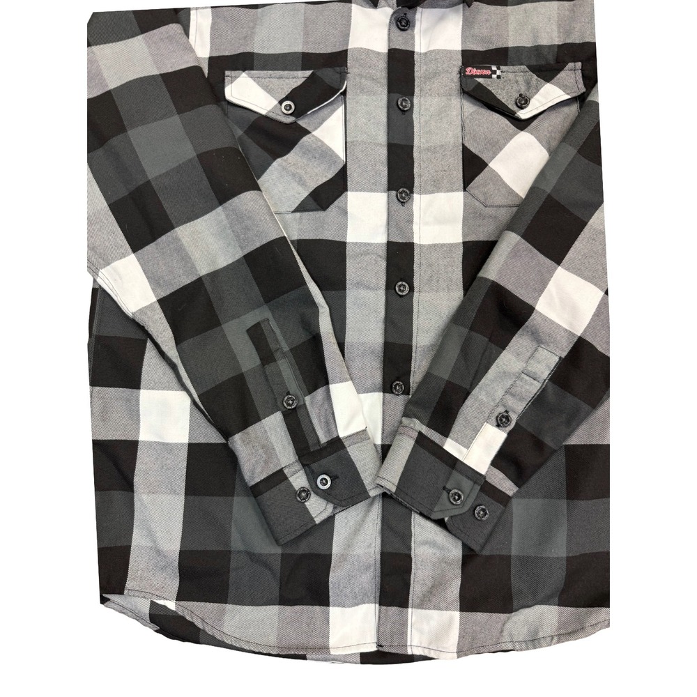 Dixxon Flannel Mens Finish Line Long Sleeve Black White Flannel Shirt L - Picture 3 of 4